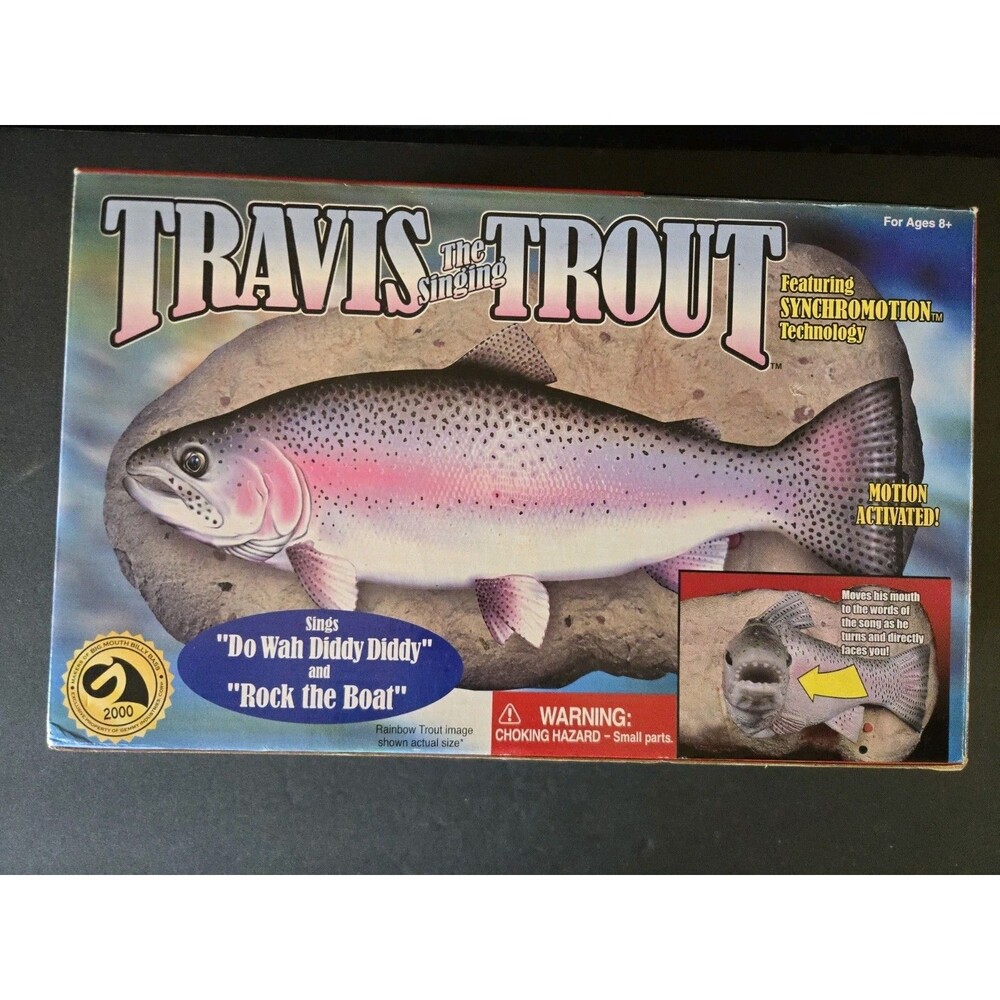 Vintage Gemmy Travis The Singing Trout Animatronic Fish NOS New Open Box